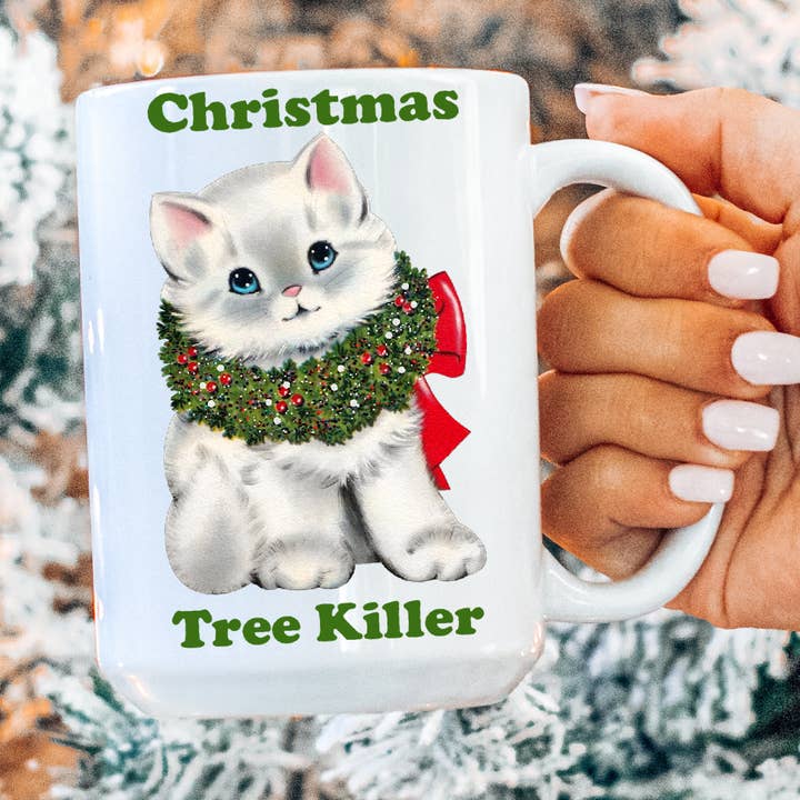 Tasse à motif de sapin de Noël pour la vente par Ace the Pitmatian Co