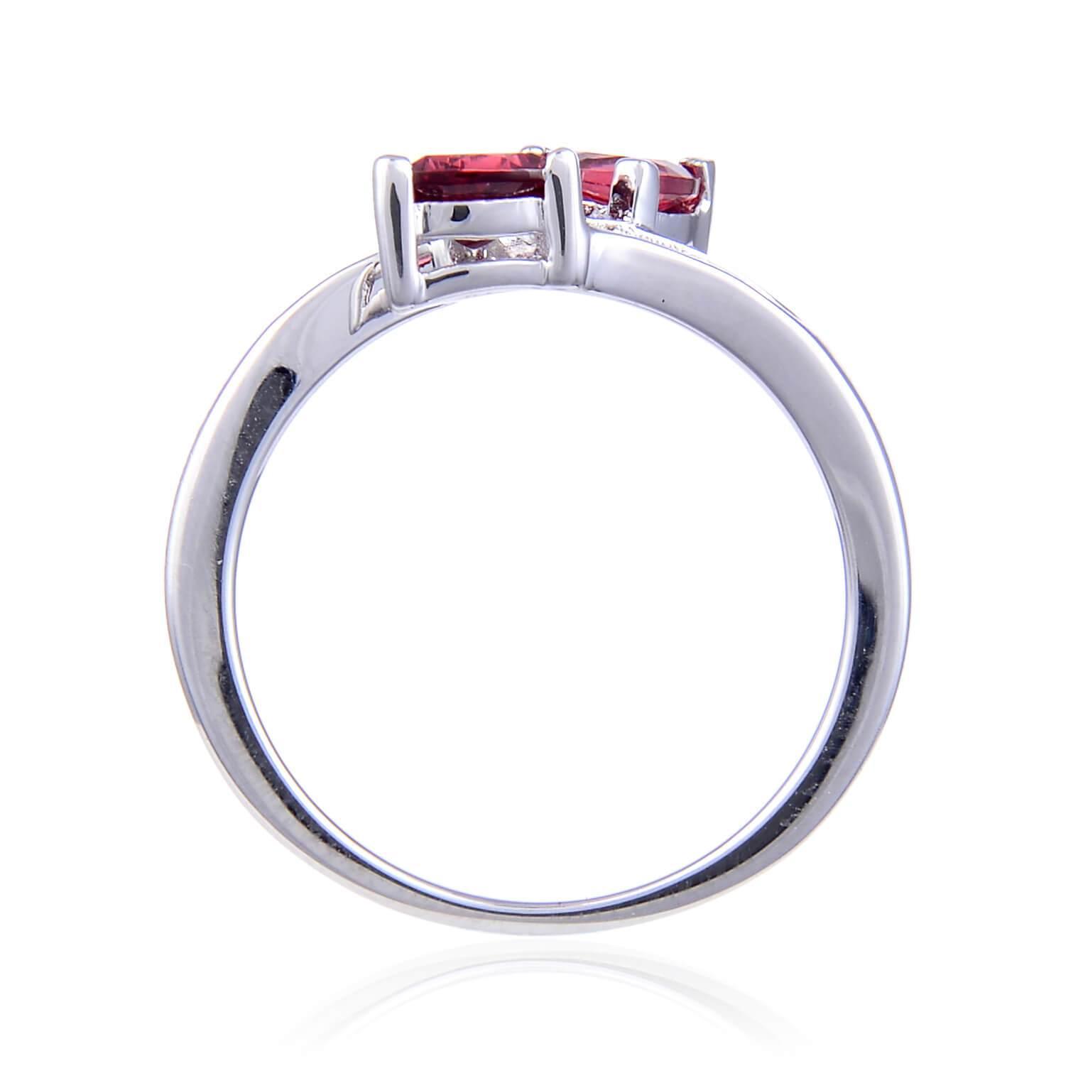 FCJ Jewelry LLC - Wholesale Cocktail/Statement Ring - 925 Sterling Silver Garnet Dual Stone Trillion Bypass Ring2