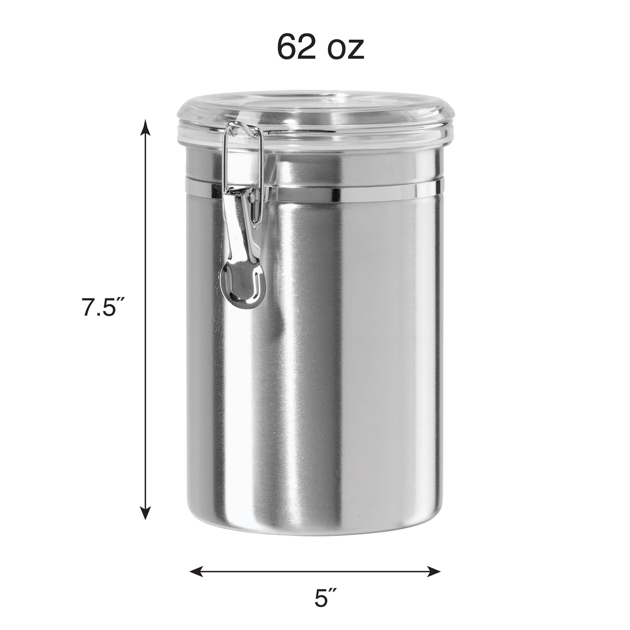 Oggi - Wholesale Canister - Food Canister - Stainless Steel & Clear Lid (7.5" H, 62 oz)13
