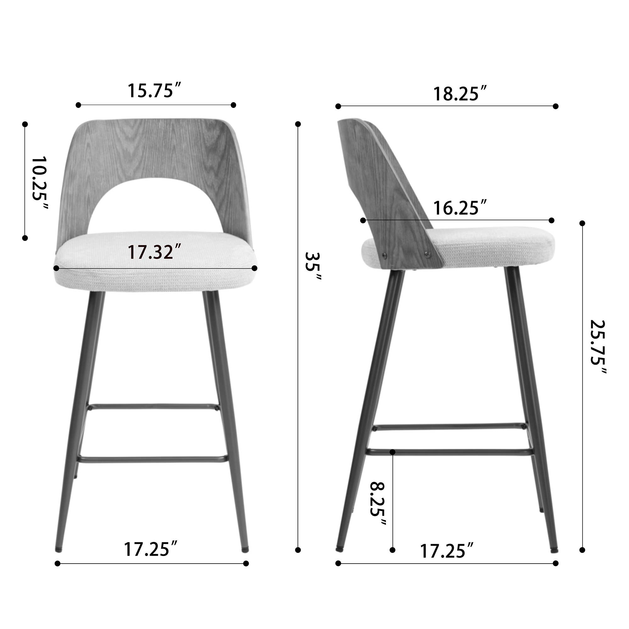 Glamour Home - Wholesale Stool - Set of 2 Bethan Beige Washed Boucle Fabric Counter Stool3