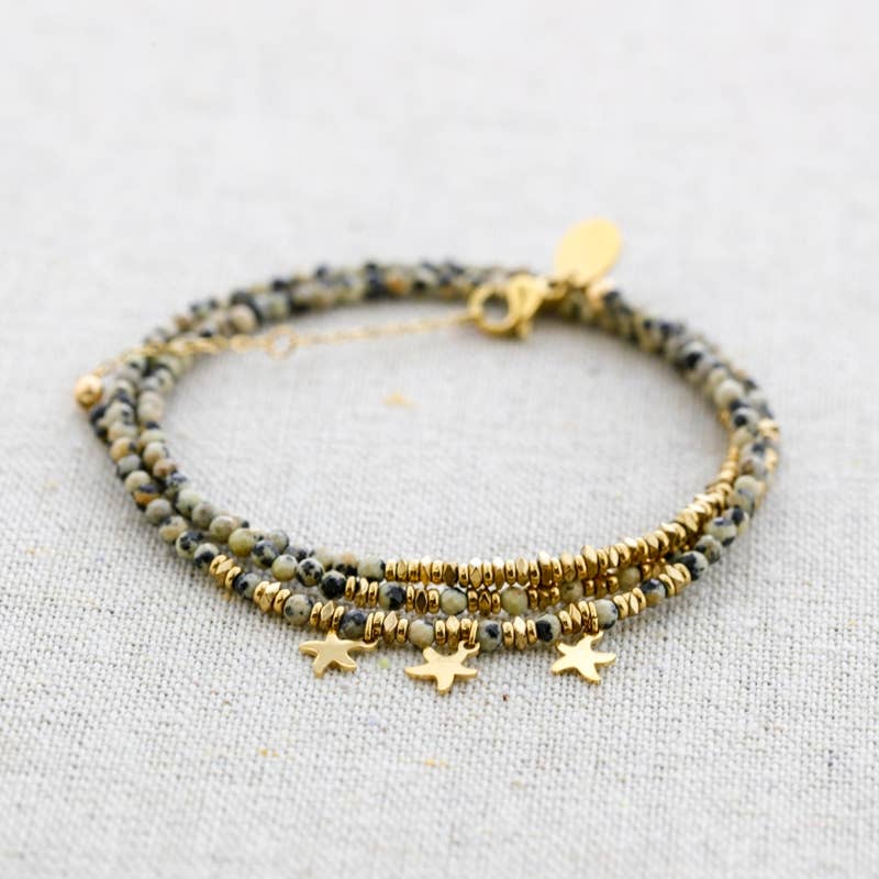 Sonata – wholesale Snap-smycken – Trestegs stålarmband med hängande stjärnstenar1