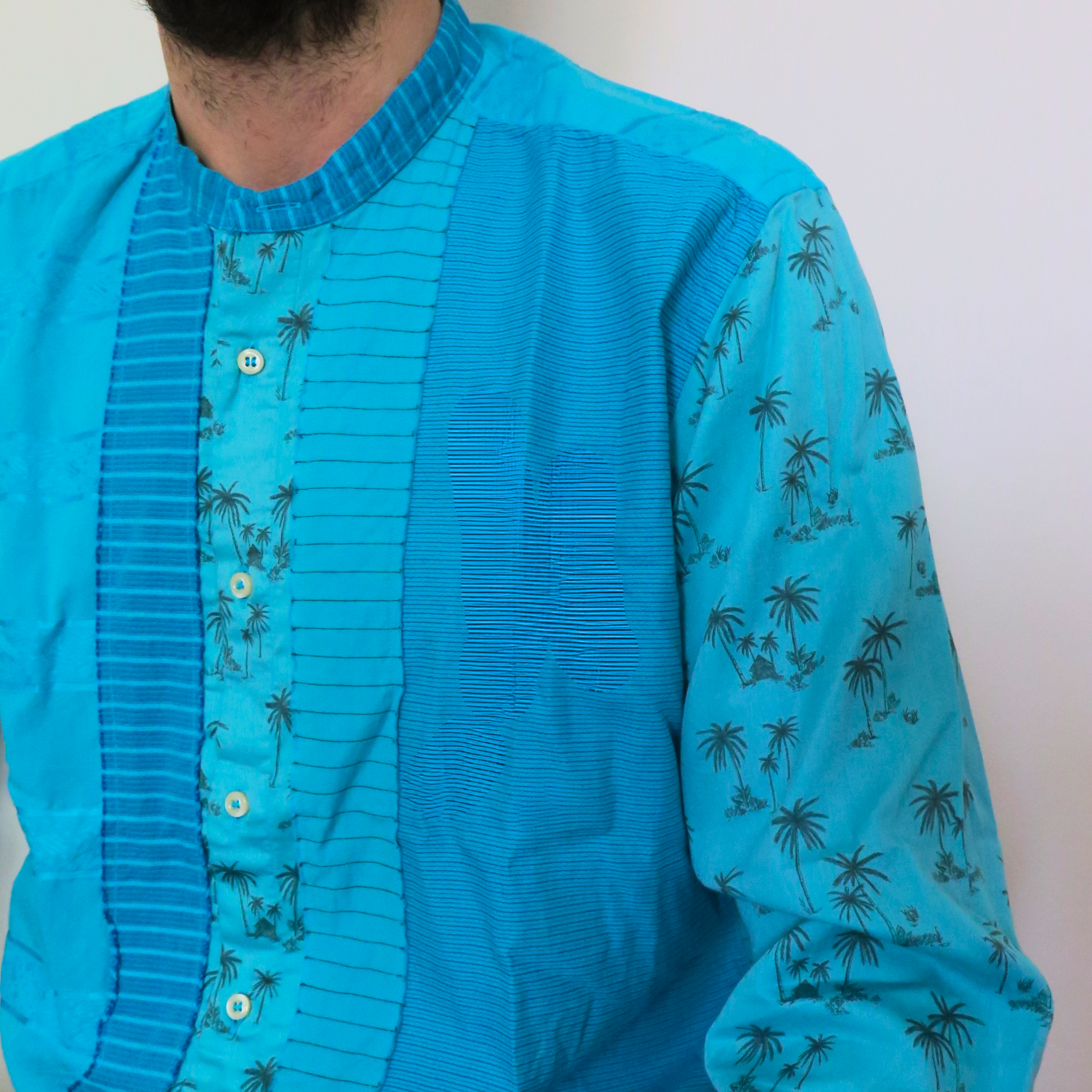 Bevilacqua Firenze - Wholesale Button Down Shirt - Men's - Kaos Patch 3f - shirt, cotton with patchwork technique, Korean collar, relaxed fit2