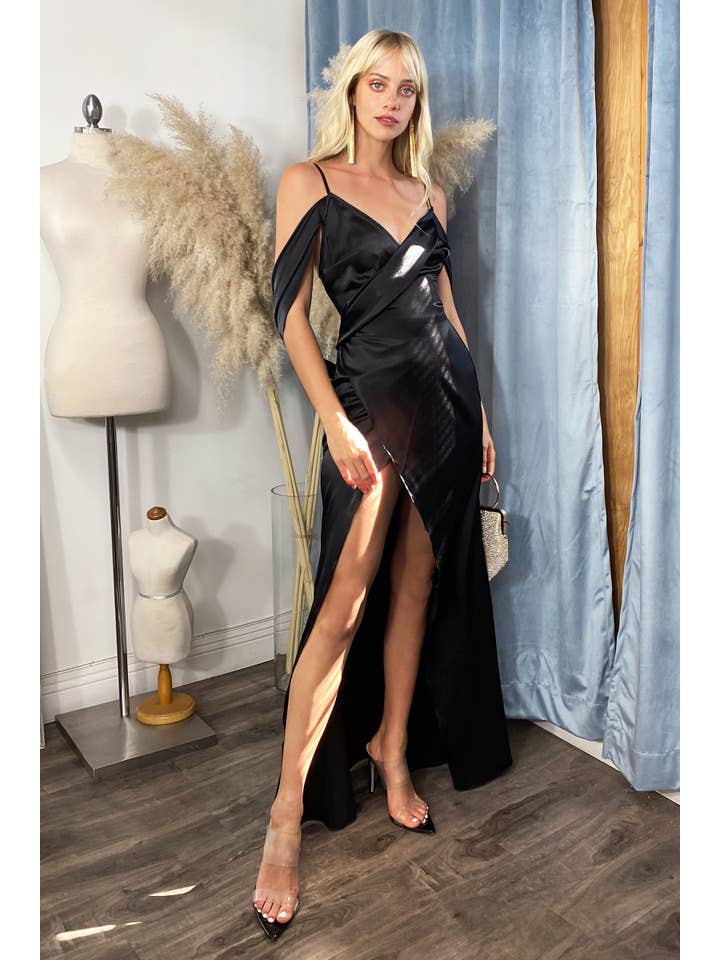 Ladivine by Cinderella Divine - Venta al por mayor Vestido de fiesta - Mujer - Vestido cruzado de satén con escote drapeado en la espalda14