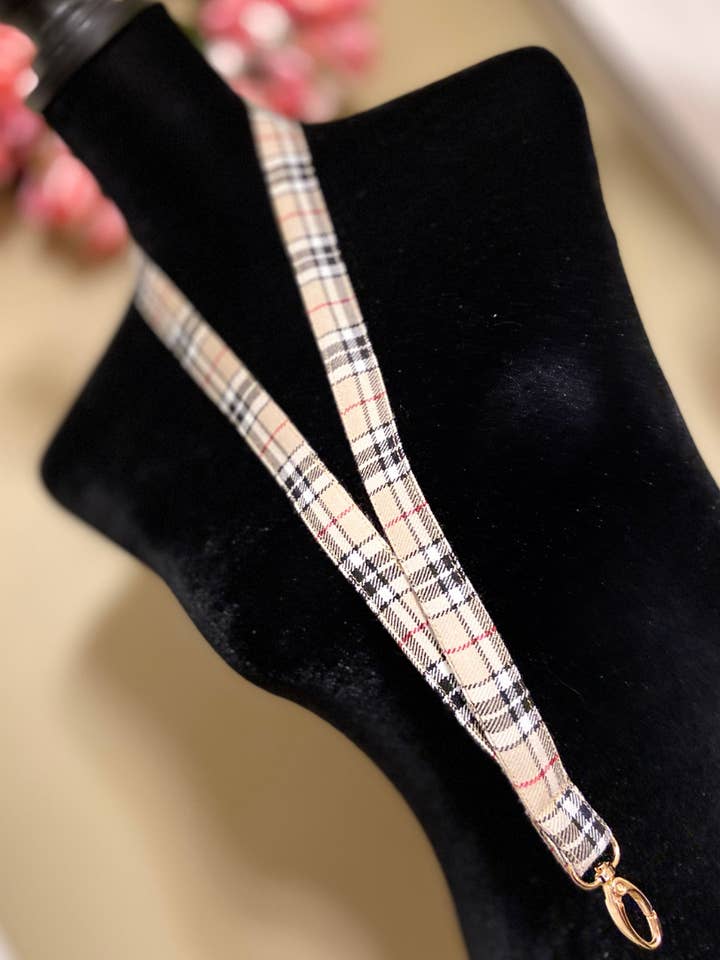 Elegant Tartan Plaid Lanyard for Business/School/Travel for wholesale by Chic Peony Boutique, LLC