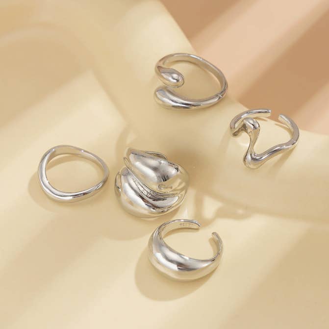 Ringar-Geometriskt pärlring set polerade band för wholesale av Eagle Crest Industries Inc.