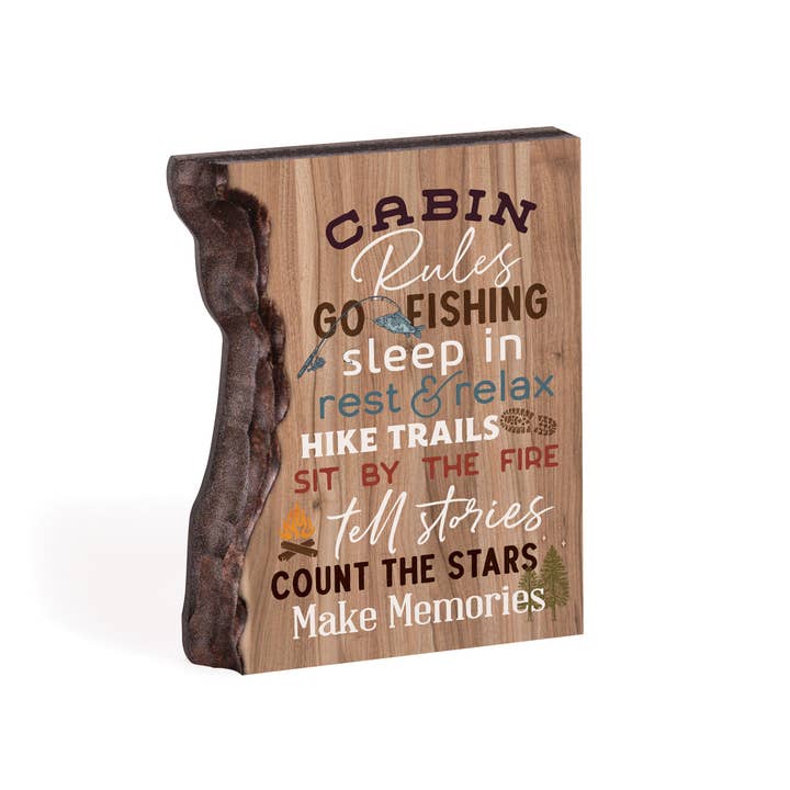 P. Graham Dunn - Wholesale Sign - Cabin Rules Go Fishing Sleep In Rest And Relax Barky Sign