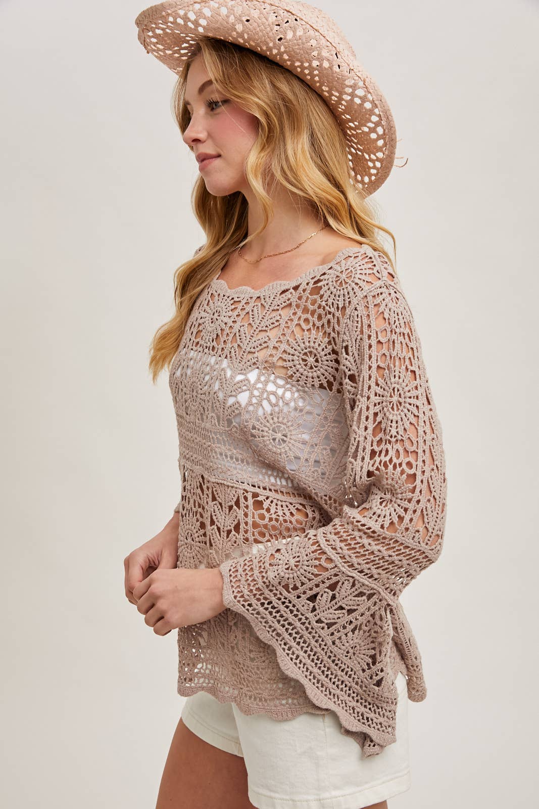 Bluivy - Wholesale Knit Top - Women's - CROCHET SHEER BELL-SLEEVE PULLOVER TOP11