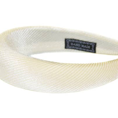 Stripe Velvet Padded Alice Band - Ivory - HAB278 IVORY for wholesale by Hepburn & Co.