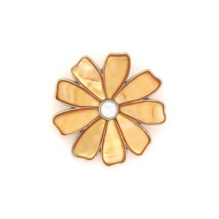 Nature Bijoux - Wholesale Brooch - Botanic Brooch Flower Petals Golden Mother-of-Pearl