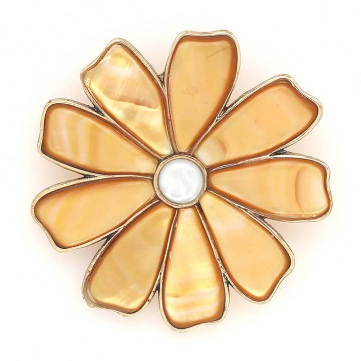 Nature Bijoux – wholesale Brosch – Botanic Brosch Blomblad Pärlemor Guldpläterad0