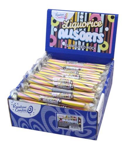 Rainbow Candies – wholesale Boiled sweets – Novelty Flavoured Rock Bar - Liquorice Allsort0
