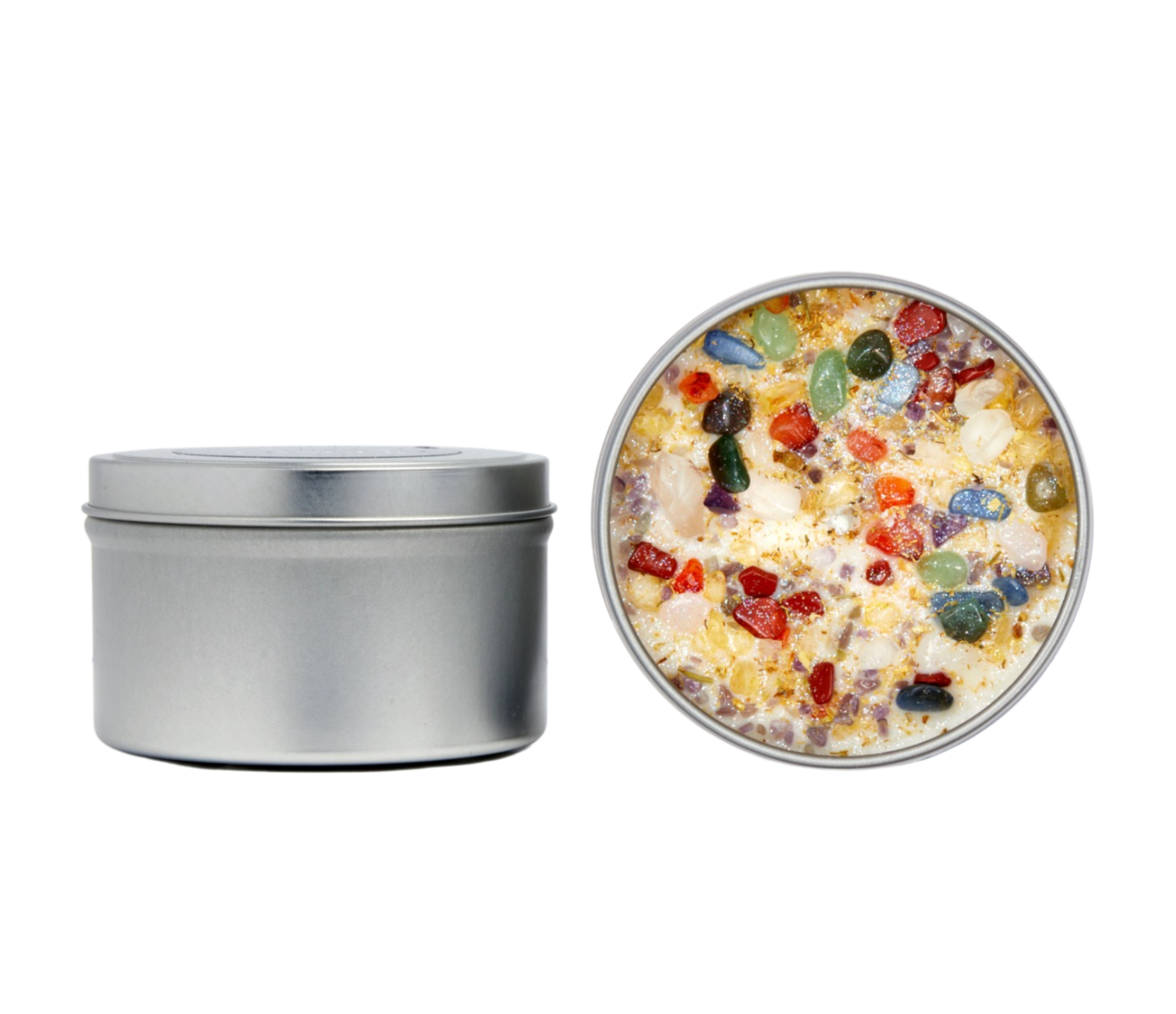 New Moon Beginnings - Wholesale Travel Candles - Crystals & Herb Energy Candles 8oz Tin Soy Candles Handmade26