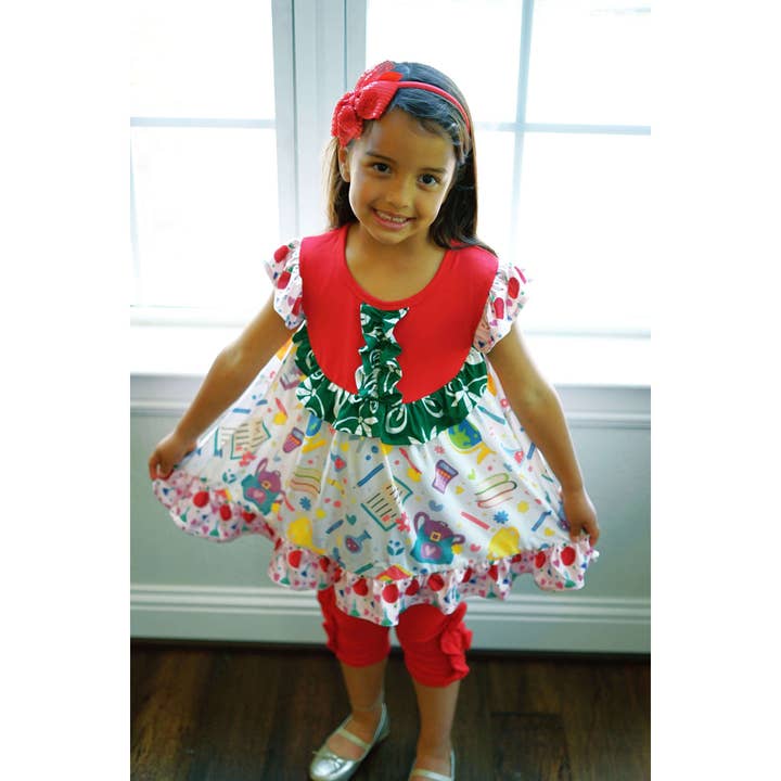 VENDA Regresso às Aulas Conjunto Folhos Capri por atacado de Angeline Kids