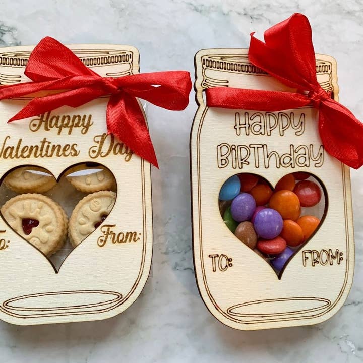 Personalised Valentine's Day Mason Jar Food Gift Card for wholesale by Resplendent Aurora