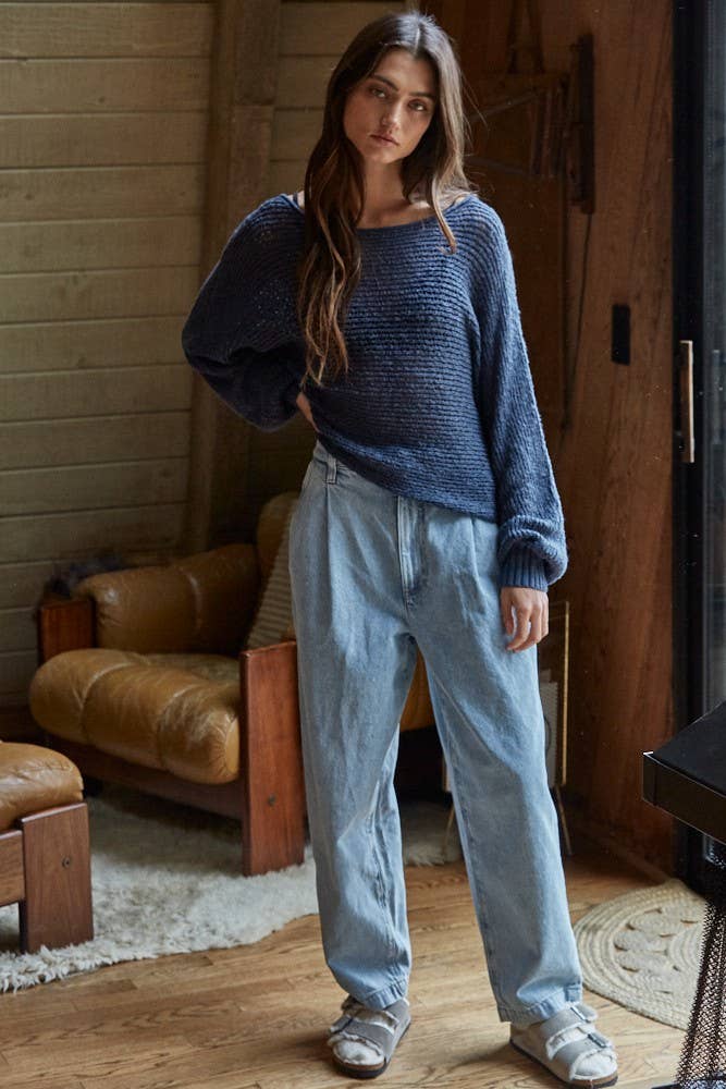 By Together - Wholesale Knit Sweater - Women's - W1106 | Sweater Knit Crochet Round Neck Long Sleeve Top10