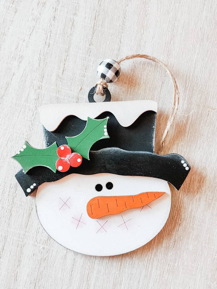 Snowman Head Christmas Ornament for wholesale by Hollow Grove Designs