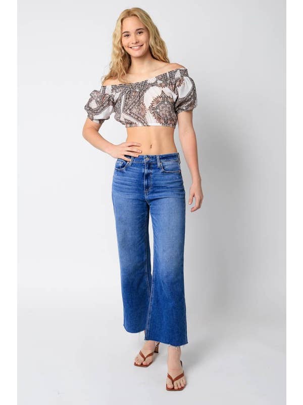 Cream Black Pattern Cai Cropped Top for wholesale on Faire3