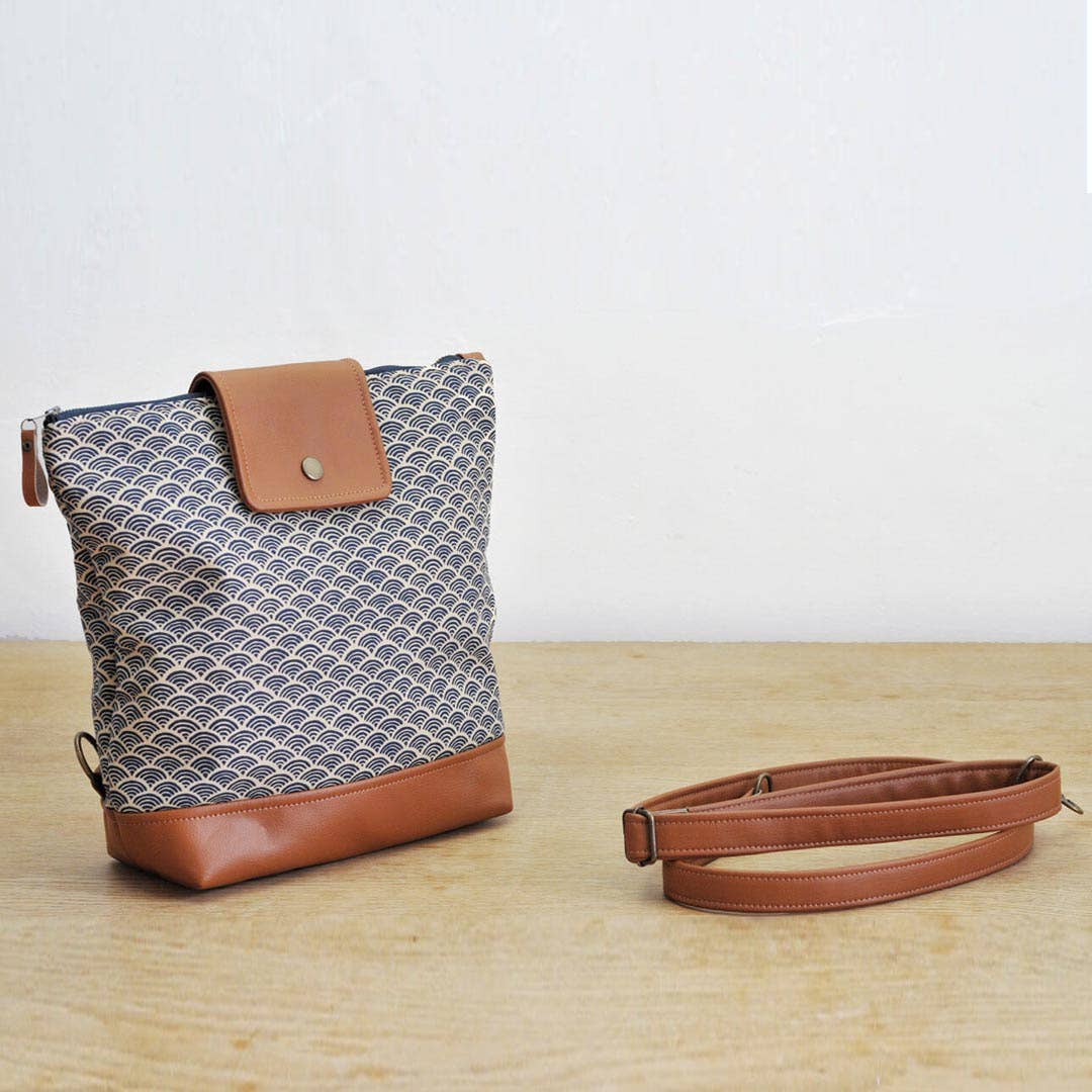 Lauren Holloway - Wholesale Backpack - Women's - Willow Convertible Backpack - Blue Japanese Wave12