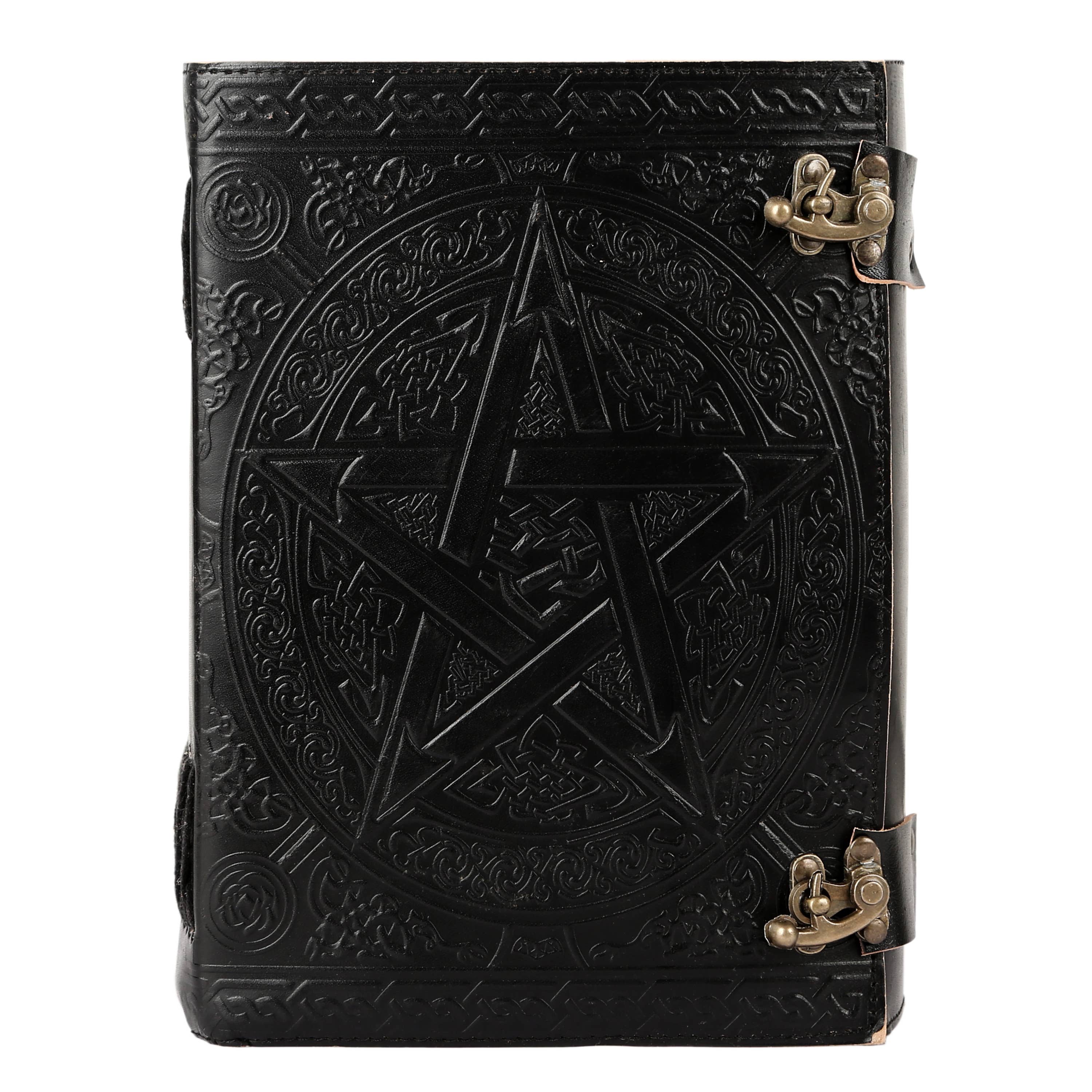Tuzech Leather - Wholesale Journal/Diary - 1000 Pages Large Black Pentagram Embossed Leather Journal | Writing Leather Notebook | Leather grimoire Book | Handmade Leather Journal Gift1