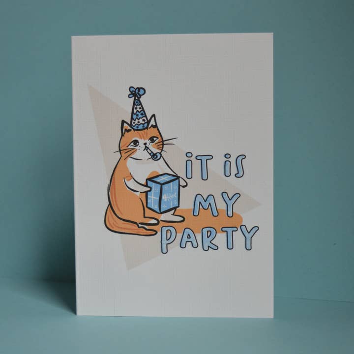Party Cat Greeting Card (It is my party) for wholesale by Maison Phoenix
