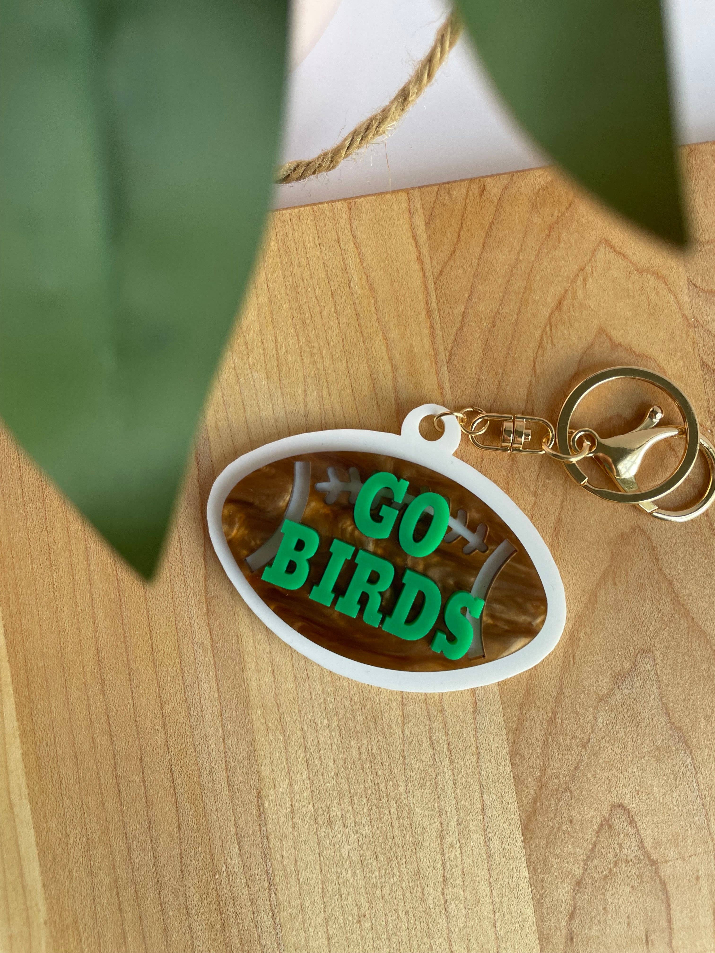 DesignedbyKendal - Wholesale Keychain - Women's - Go Birds Eagles Football Acrylic Keychain with Gold Features1