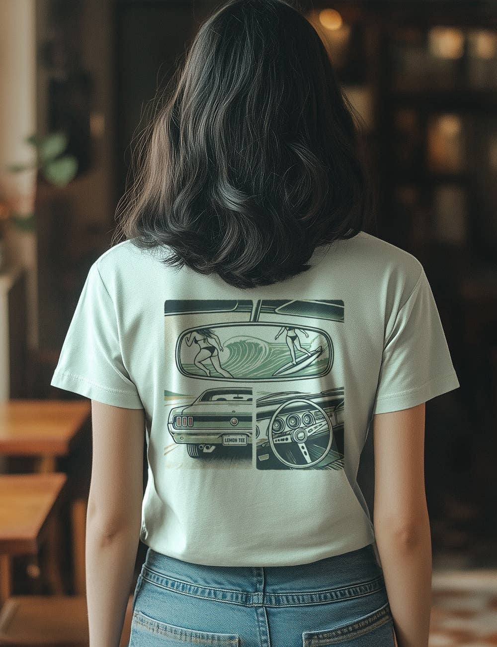 Verde nebbia Ride & Surf L164 - T-shirt in cotone organico di FRIKING STYLE in vendita all'ingrosso su Faire2