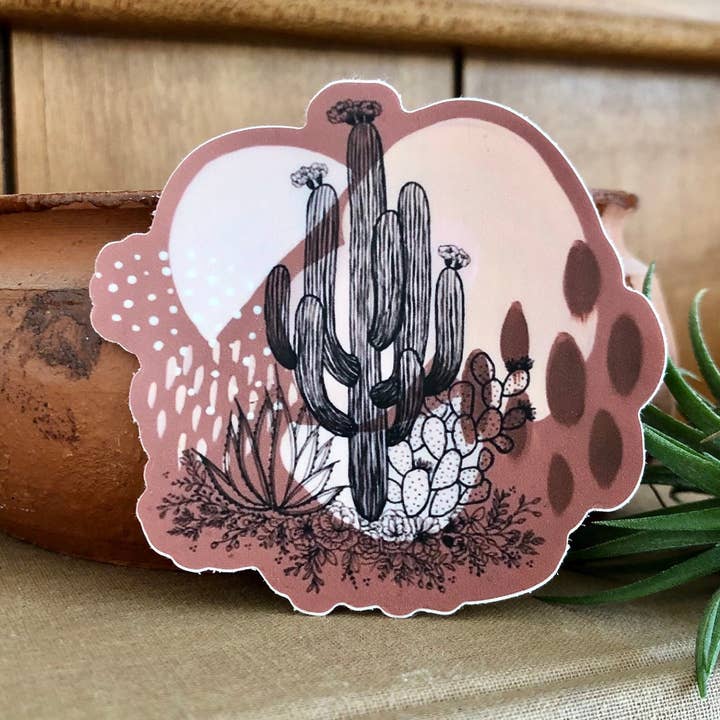 Abstrakt kaktus klistermärke för wholesale av Selah&Bloom