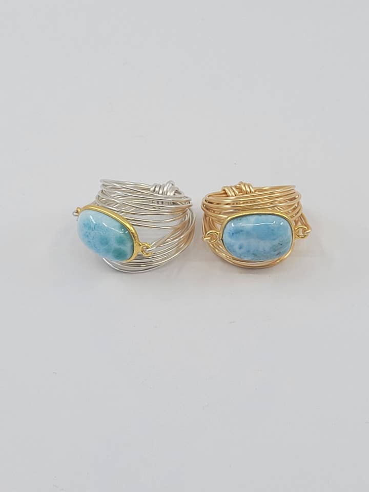 Torrey Ring in Larimar- 14k Gold Fill / Sterling Silver for wholesale by A Blonde and Her Bag