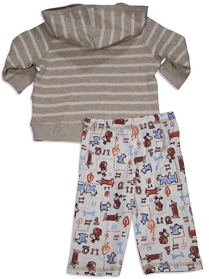 BEIGE Pepper Toes - Baby Boys Long Sleeve Dog Hoody Pant Set for wholesale on Faire2