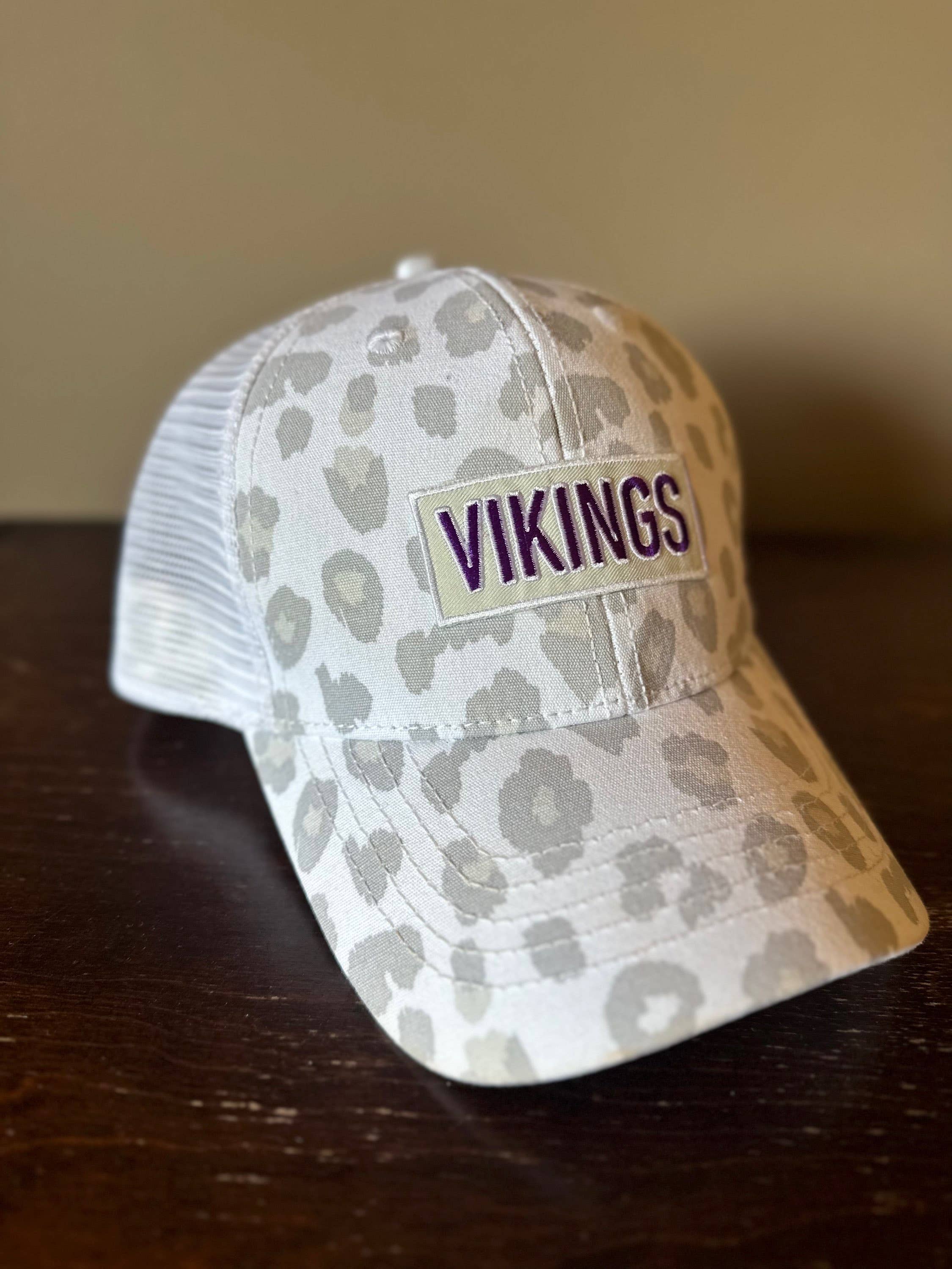 Small Town Clothing Company - Wholesale Ponytail Cap - Women's - Vikings White Leopard Ponytail Hat7