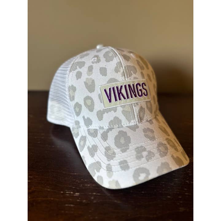 Small Town Clothing Company - Wholesale Ponytail Cap - Women's - Vikings White Leopard Ponytail Hat7