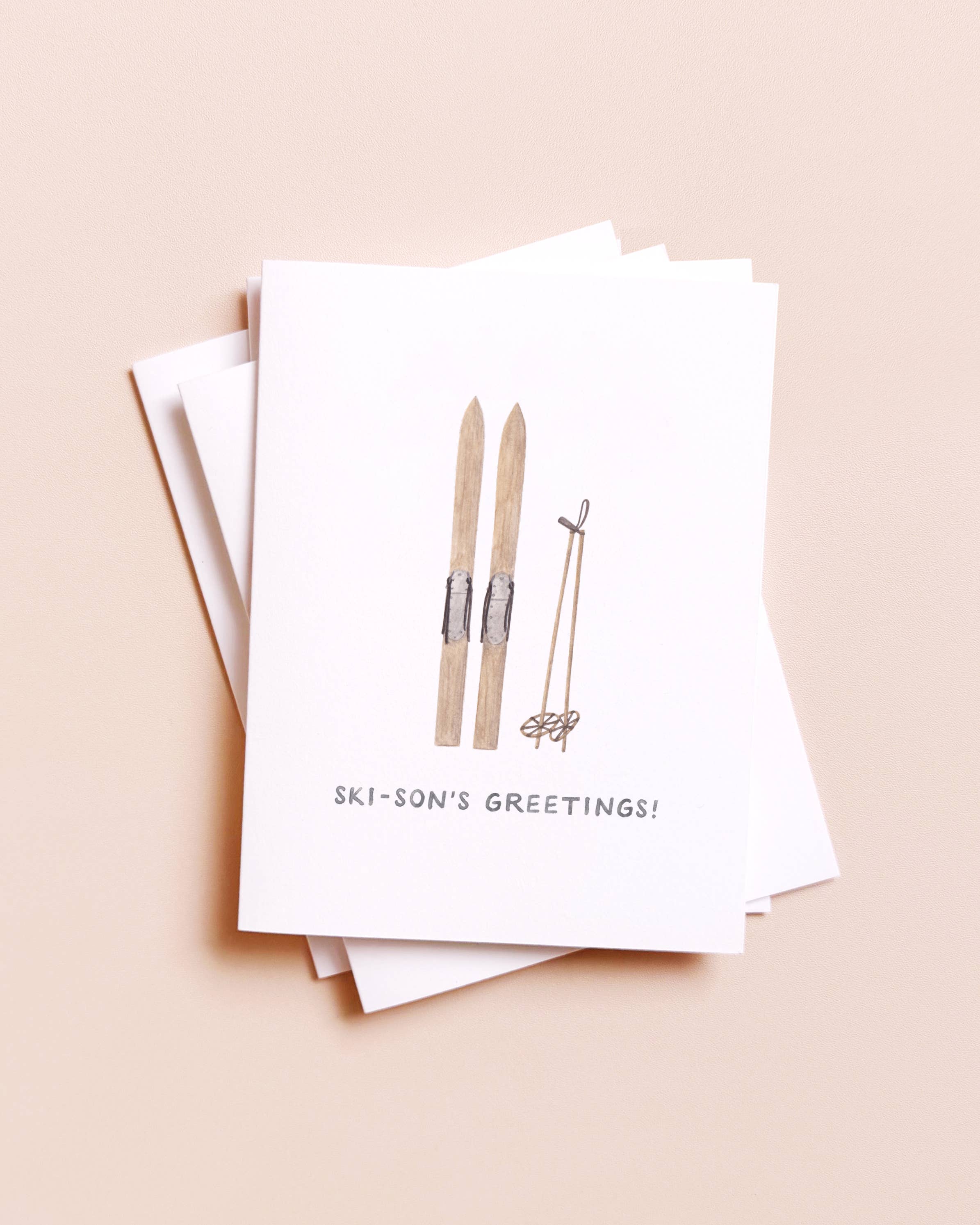 Amy Zhang - Wholesale Season's Greetings Card - Ski-son's Greetings — Winter Pun Christmas Card