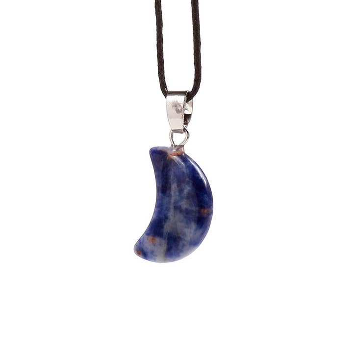 Puckator Ltd – wholesale Spiritual stone/crystal – Healing Stone Gemstone Moon Shaped Mini Pendant4