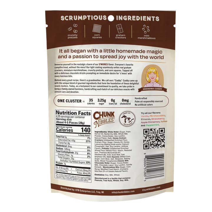 Chunk Nibbles - Wholesale Pretzels - S'mores Chunk Nibbles 4.25oz Pouch6
