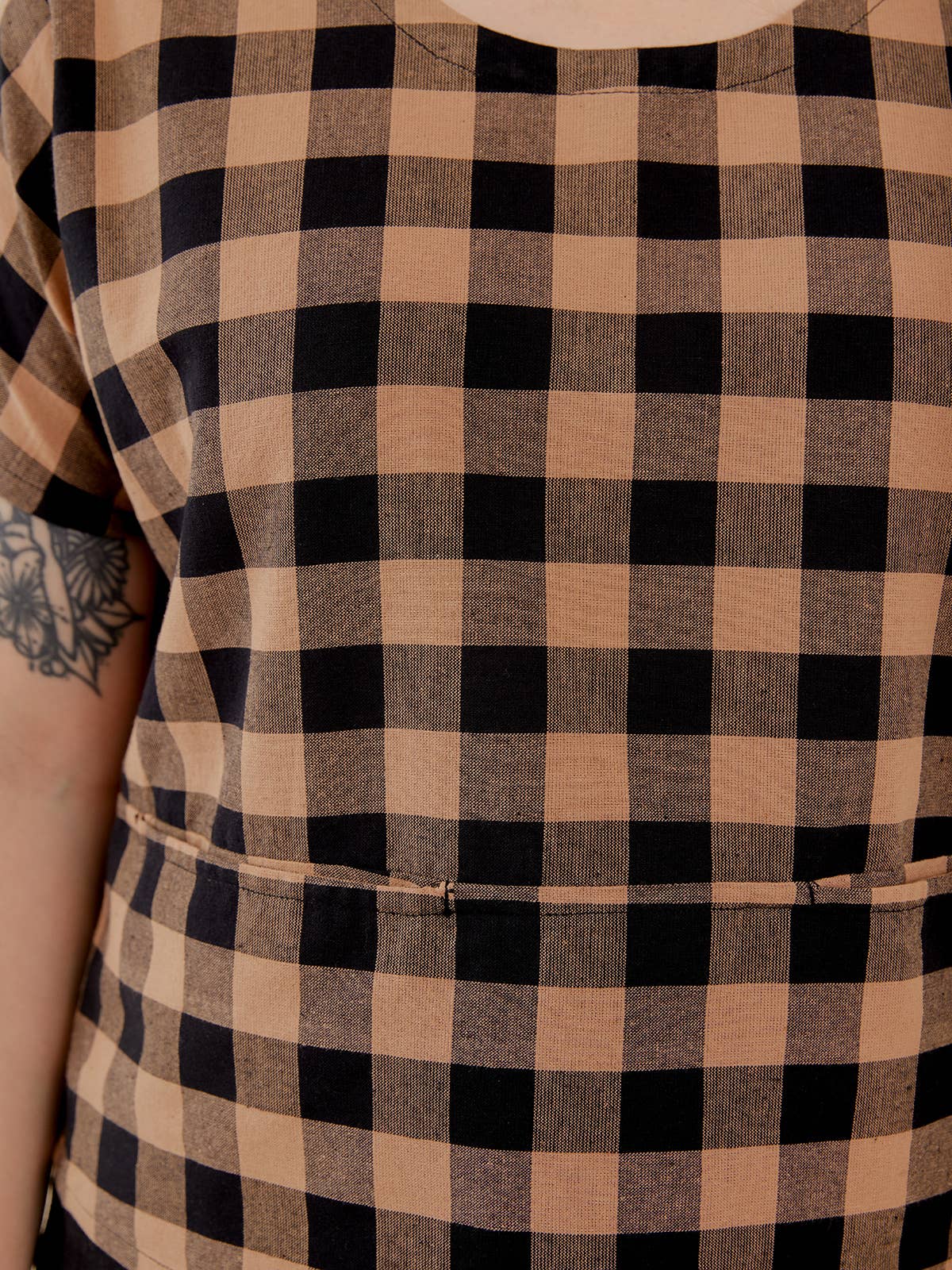 Odelia Top Black and Tan Gingham for wholesale on Faire5