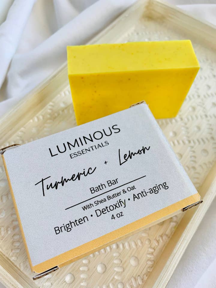 Barre de bain au curcuma et au citron pour la vente par Luminous Essentials