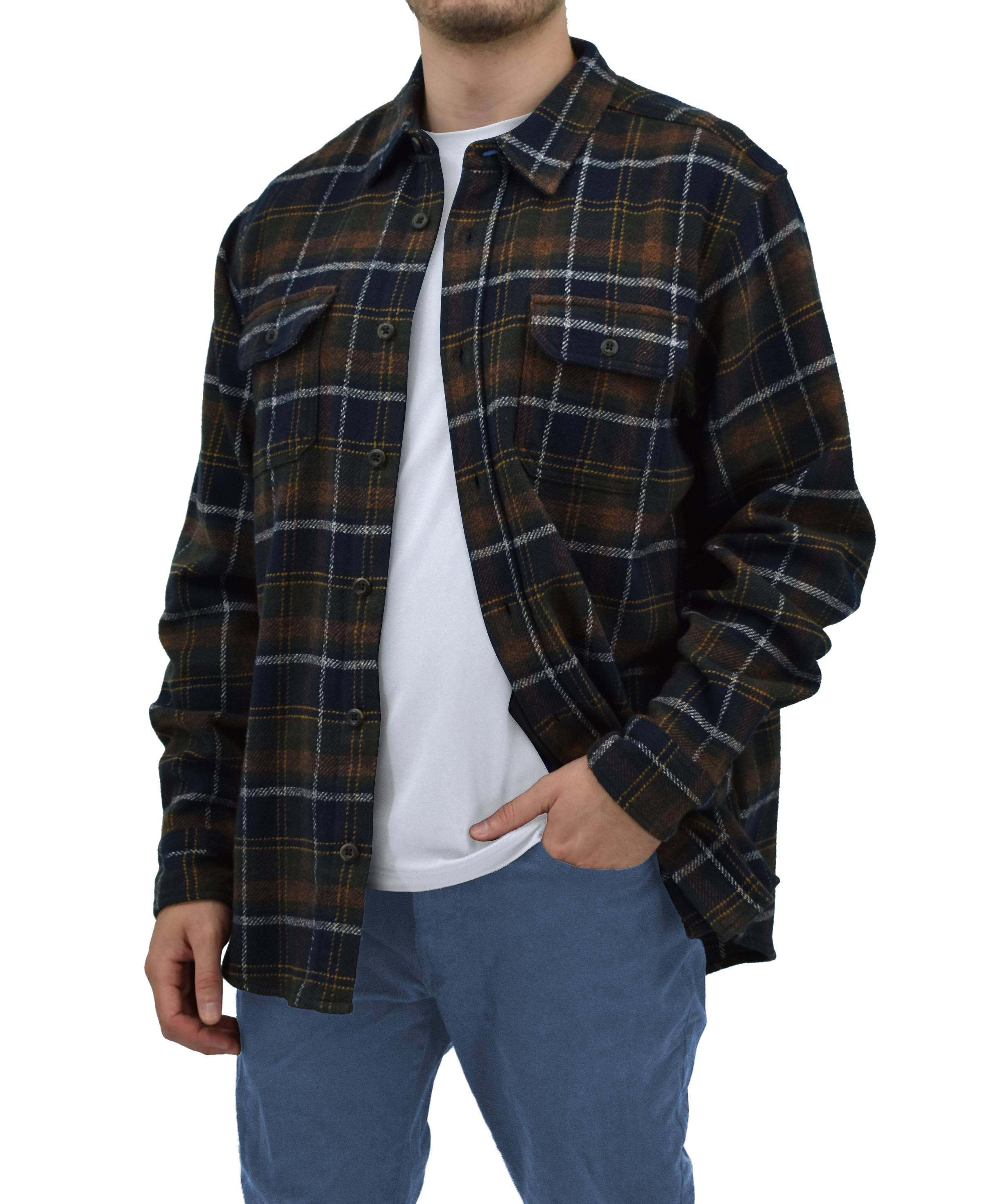 I-Wear Brands - Vente Chemise à col boutonné – homme - Veste-chemise en flanelle pour homme 100 % coton0