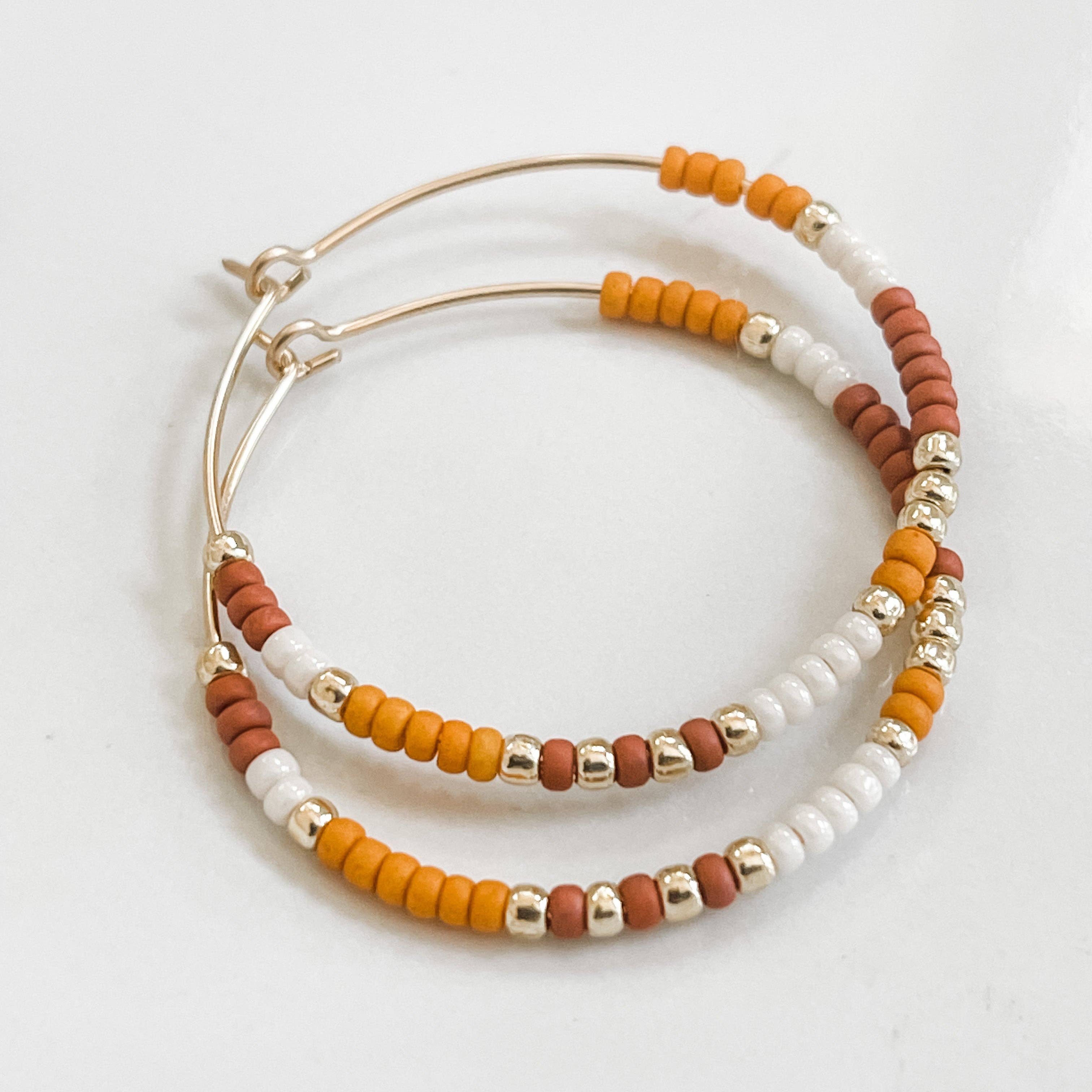 Barberry & Lace Handmade Jewelry - Wholesale Hoop Earrings - Fall Beaded Hoop Earrings | 14k Gold Fill & Sterling Silver9