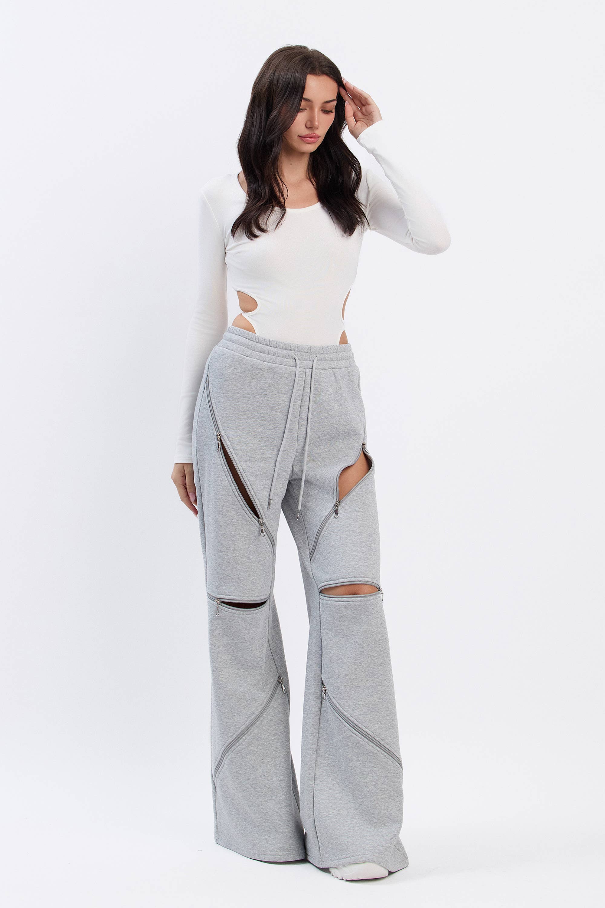 No Vacancy - Vente Pantalon – femme - Pantalon large en molleton avec détails zippés9