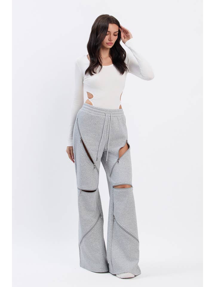 No Vacancy – Engroshandel Bukser - Dame – Brede fleecebukser med lynlås9