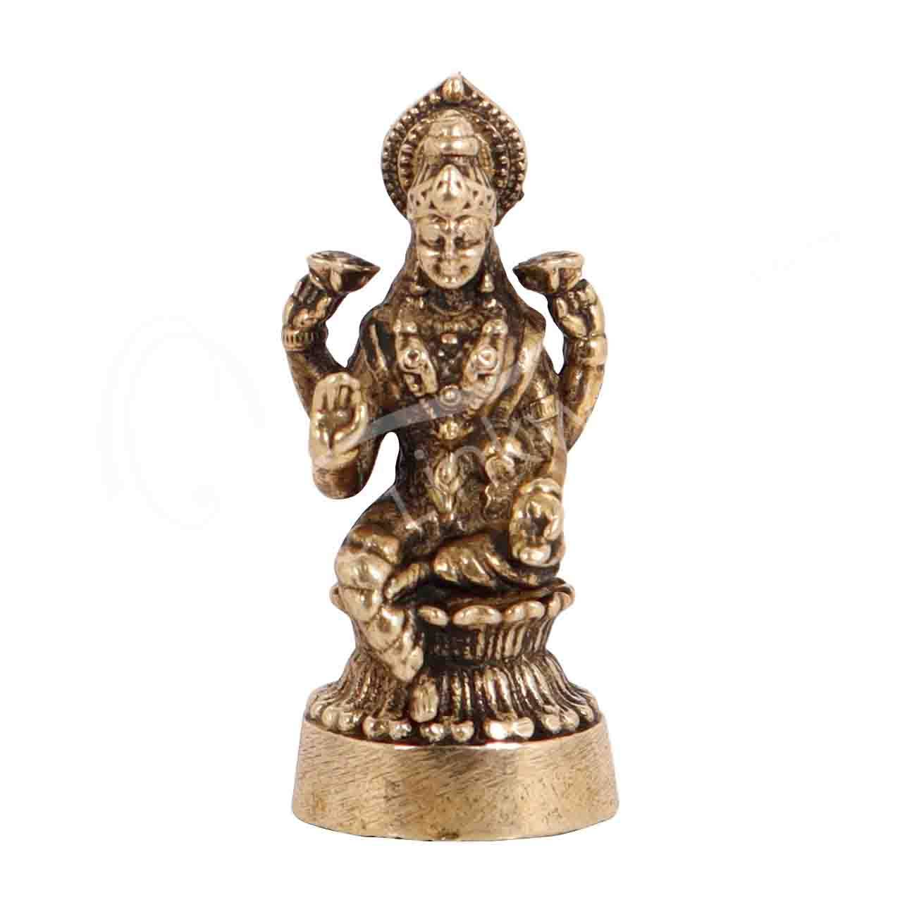 Oceanic Linkways Inc - Wholesale Decorative Figurine - (PC)FIGURINE - MINI BRASS LAKSHMI CHAKRA 1.5"