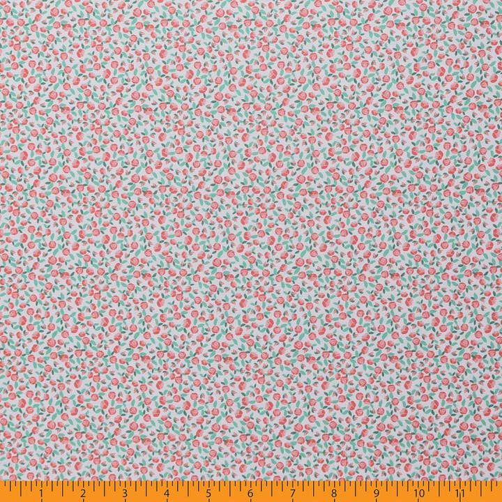 Mook Fabrics - Wholesale Fabric - Cotton 100% 45" Calico Flowers Fabric by the Yard - Coral1