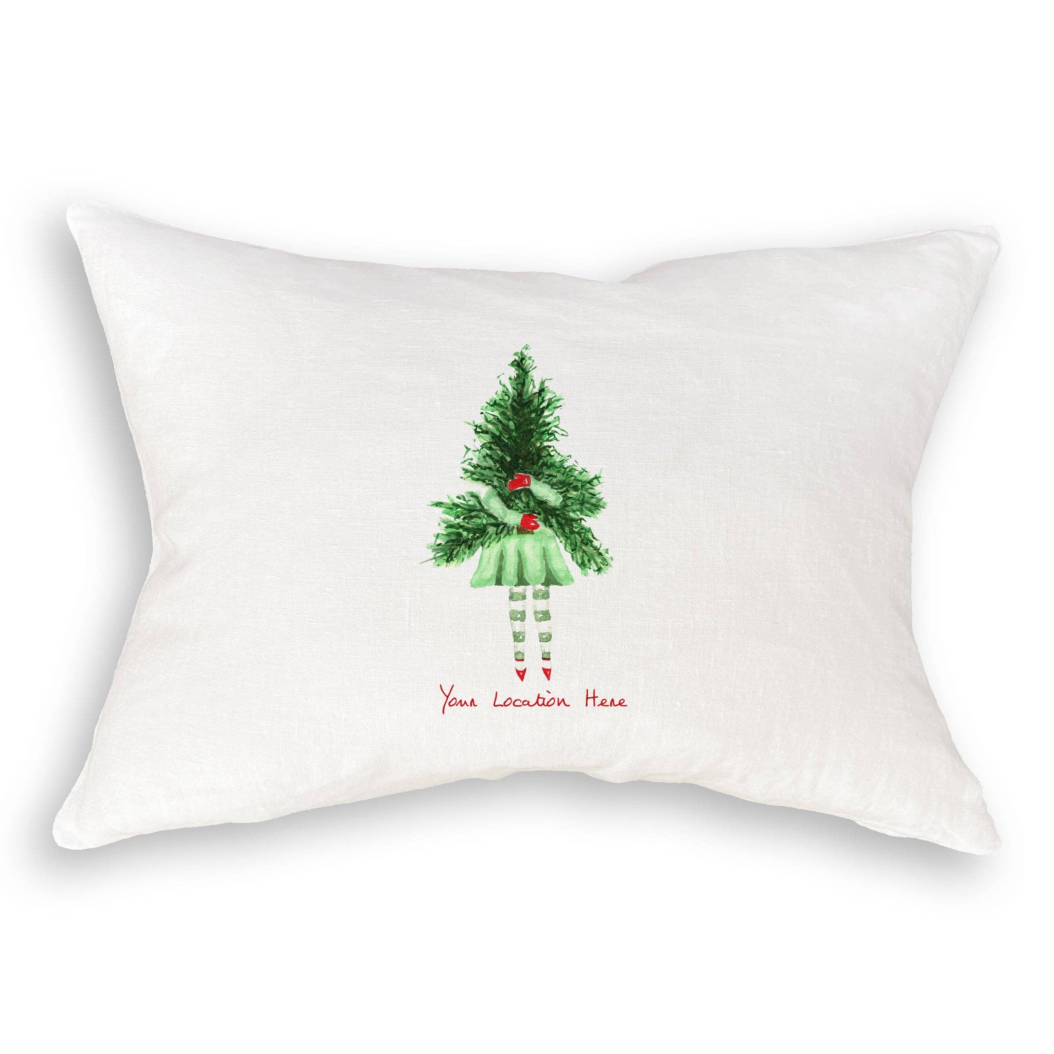 French Graffiti – wholesale Tea towel – Lady with Christmas Tree and Location9