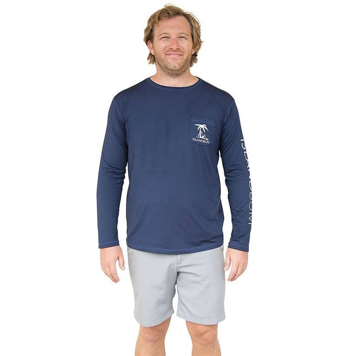 UPF 50 Performance Pocket L/S overhemd - marineblauw voor wholesale door Island Bum