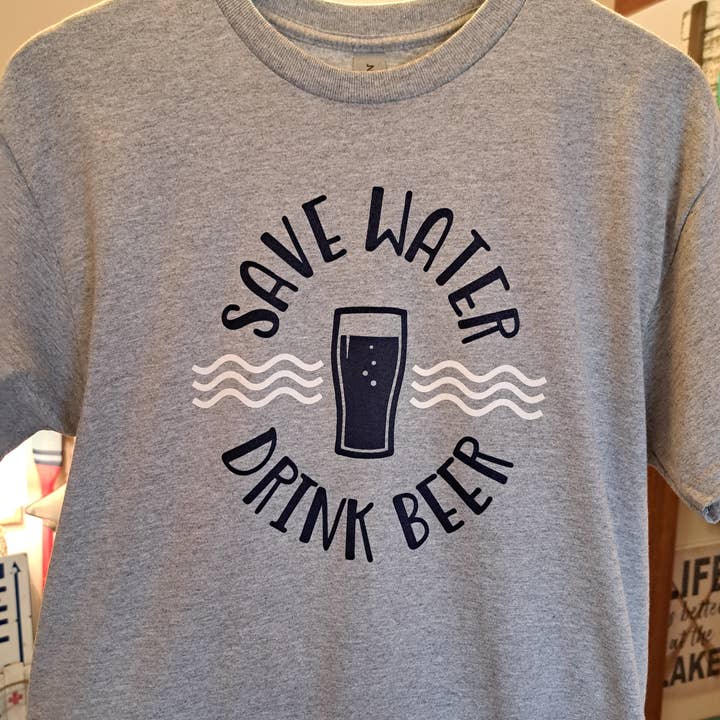 Lake It To The Limit and Possibili-Tees Apparel - Wholesale Screen Printed T-Shirt - Unisex - Save Water - Drink Beer