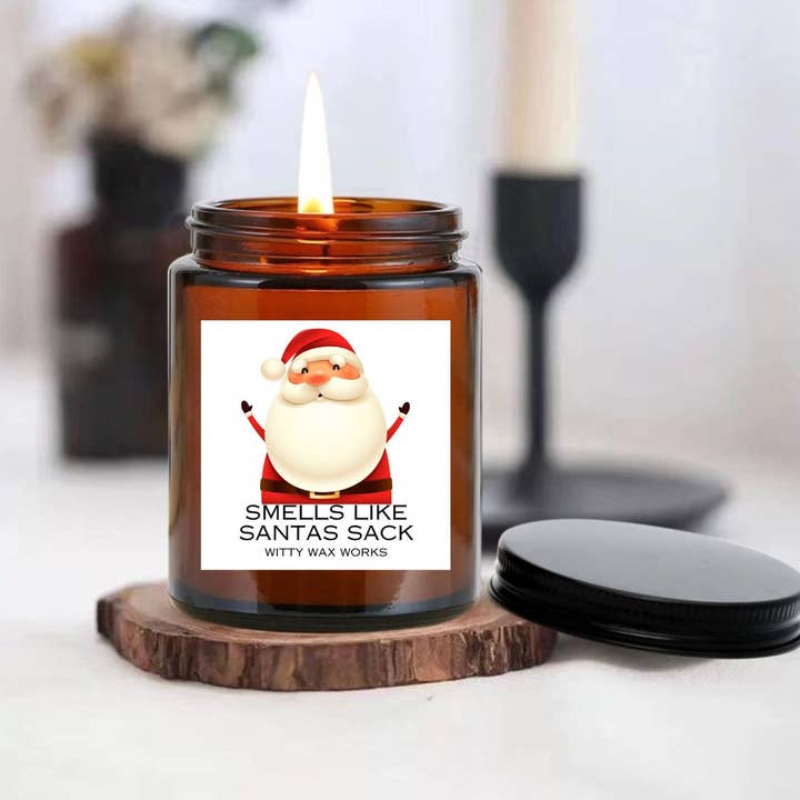 CHEIRA A SACO DE SANTAS, VELA DE SOJA por atacado de Witty Wax Works