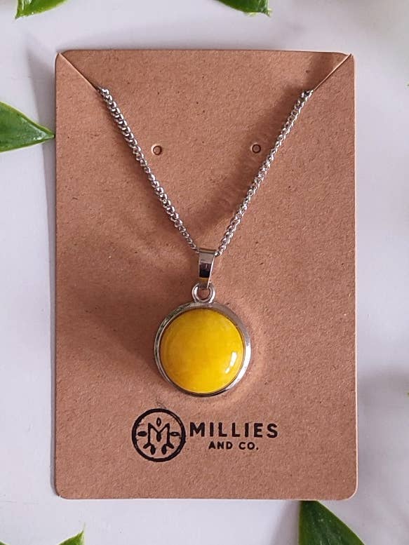 Dyed natural jade pendant necklace for wholesale by Millies and co.