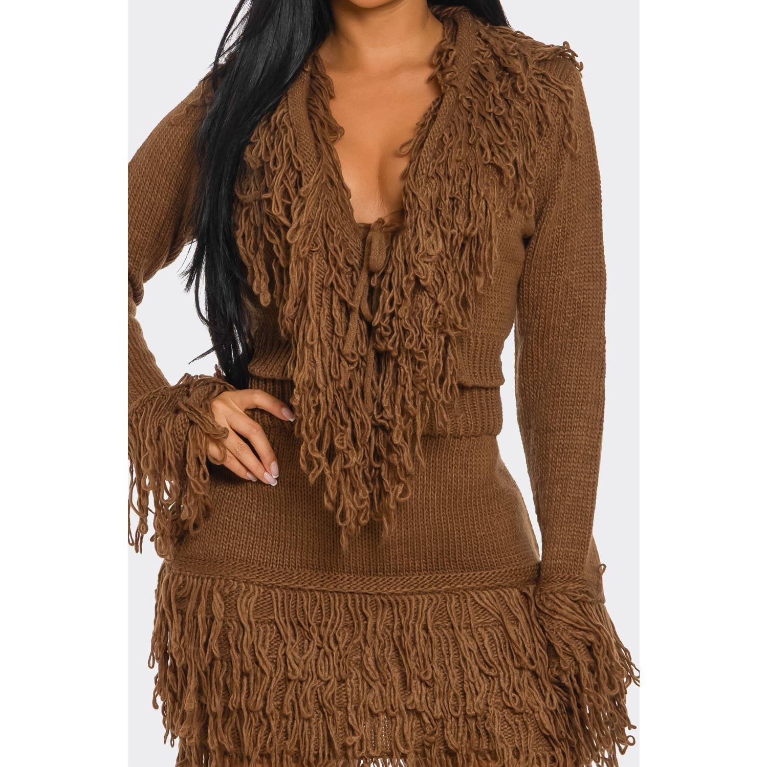 DORCAS - Wholesale Top & Skirt Set - Women's - Fringe Sweater Skirt Set10
