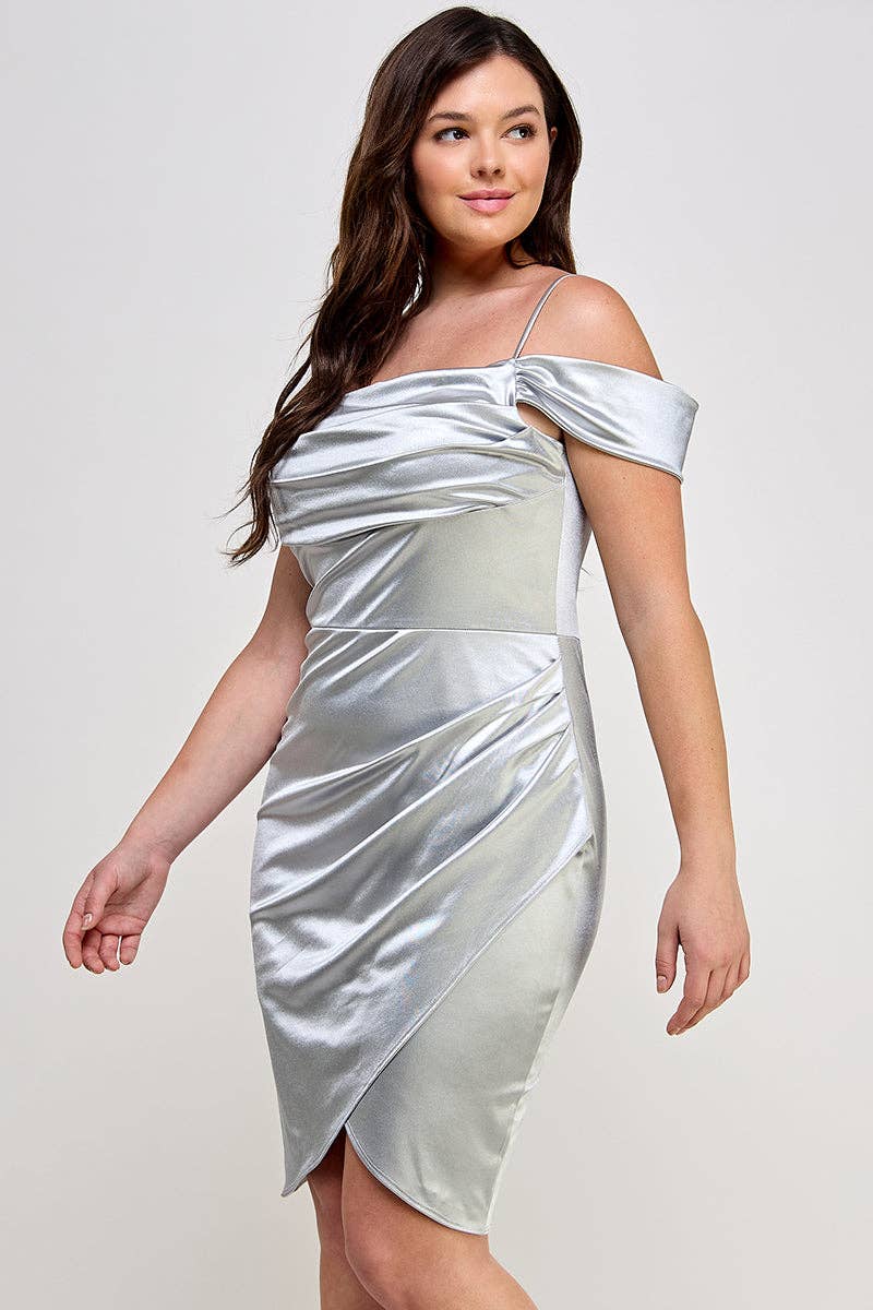 ARA USA – wholesale Dress – Women's – 6785 (Plus Size Off shoulder Shirring Satin Dress)13