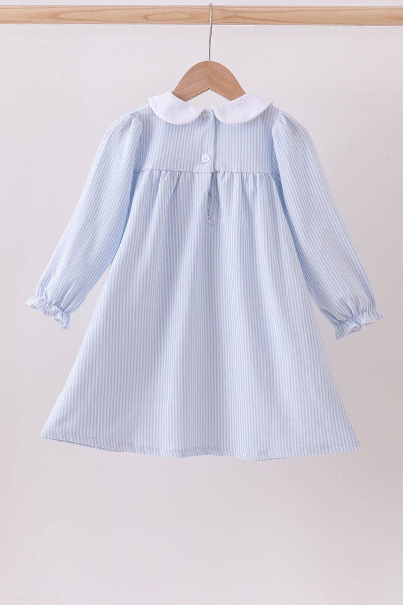 Mom & Co. - Wholesale Dress - Kids - Premium blue stripe bow embroidery dress4